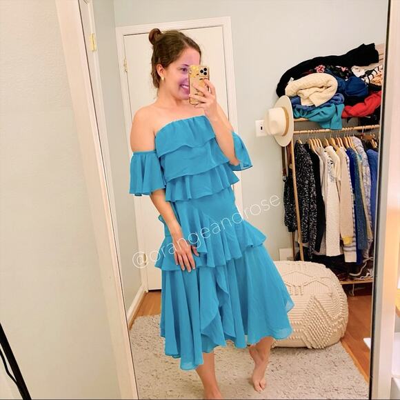 MISA Los Angeles Blue Teal Maxi Dress XS - Picture 1 of 11